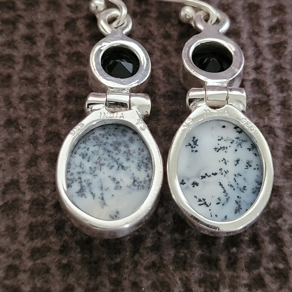 Shivam Oval Shaped Dendritic Agate Earrings - Picture 8 of 14